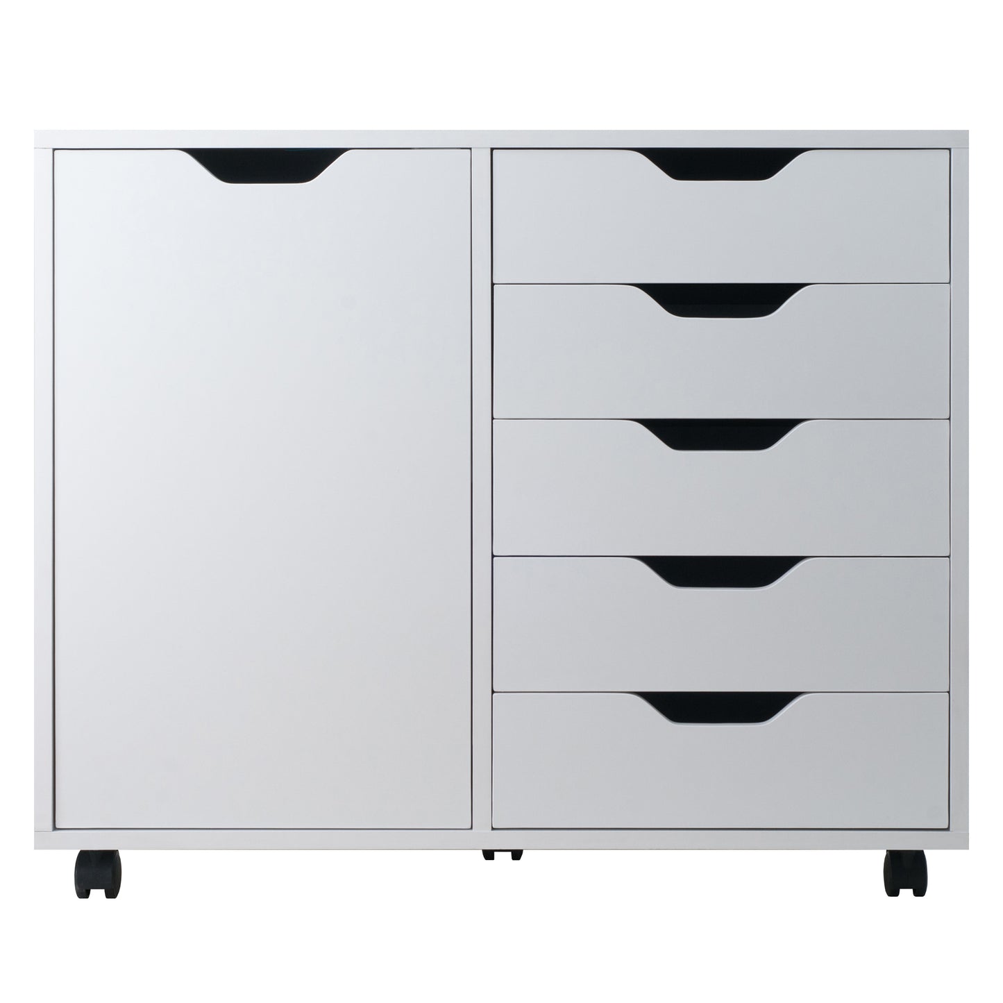 Halifax Wide Mobile Storage Cabinet, 5-Drawer, White