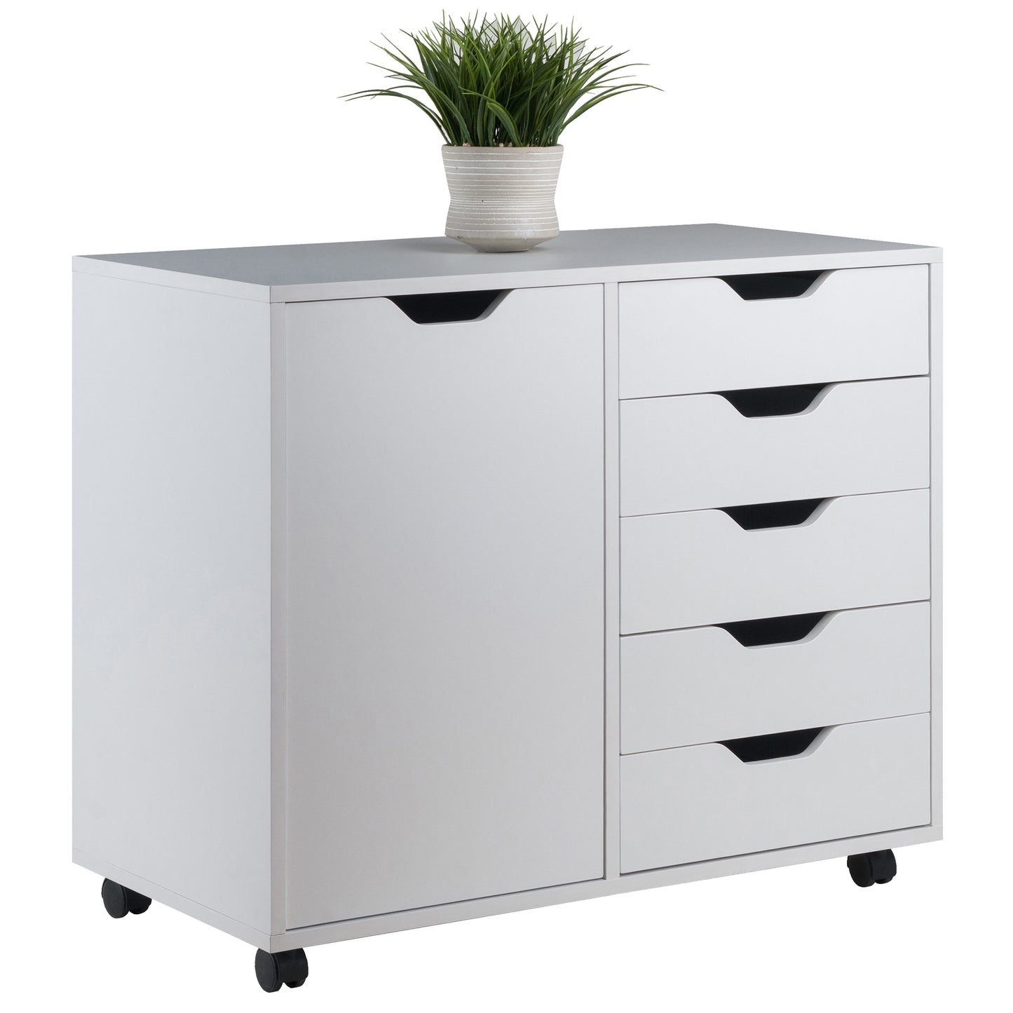 Halifax Wide Mobile Storage Cabinet, 5-Drawer, White