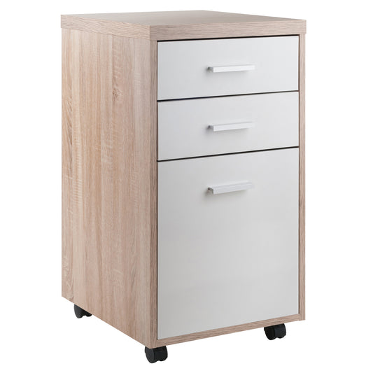 Kenner File Cabinet, Mobile, 2-Drawer, Reclaimed Wood and White