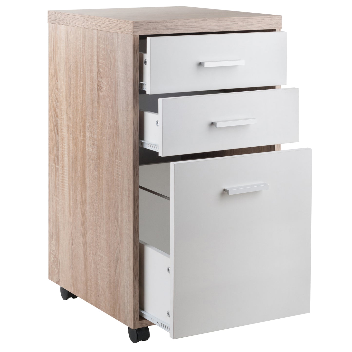 Kenner File Cabinet, Mobile, 2-Drawer, Reclaimed Wood and White