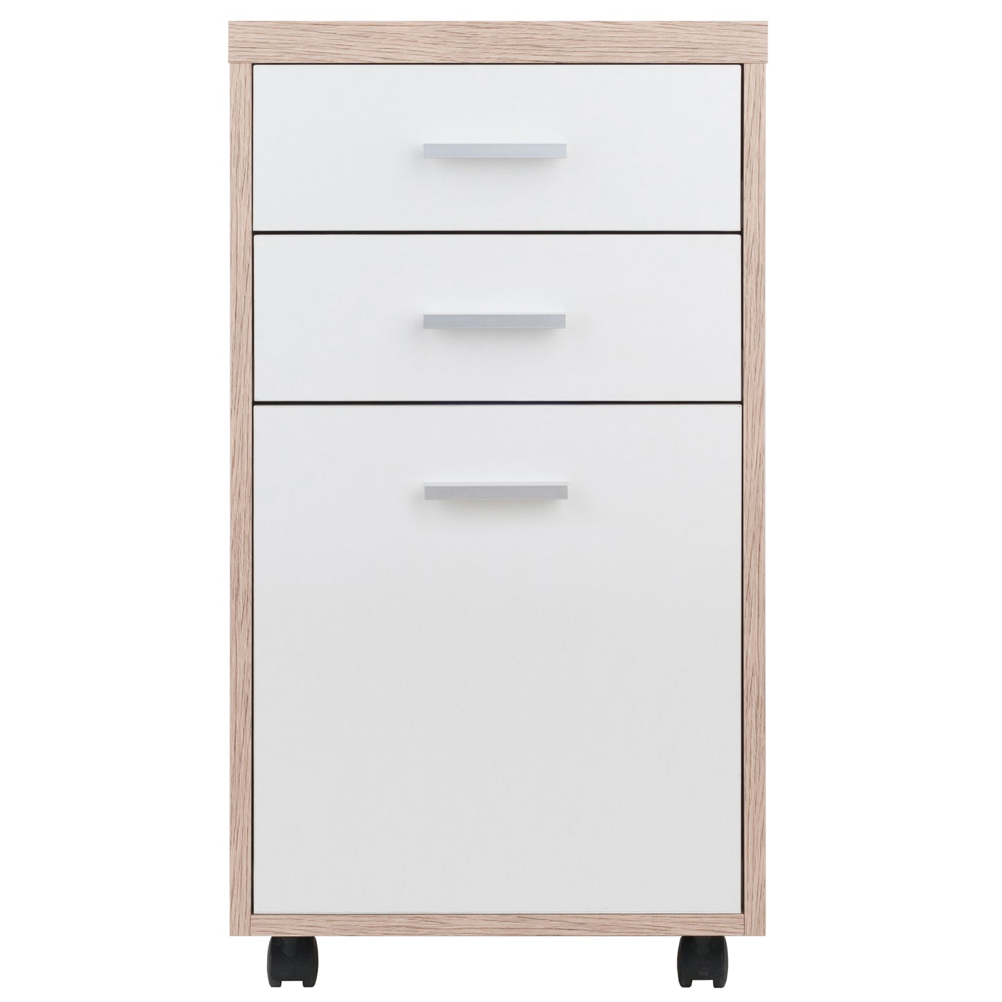 Kenner File Cabinet, Mobile, 2-Drawer, Reclaimed Wood and White