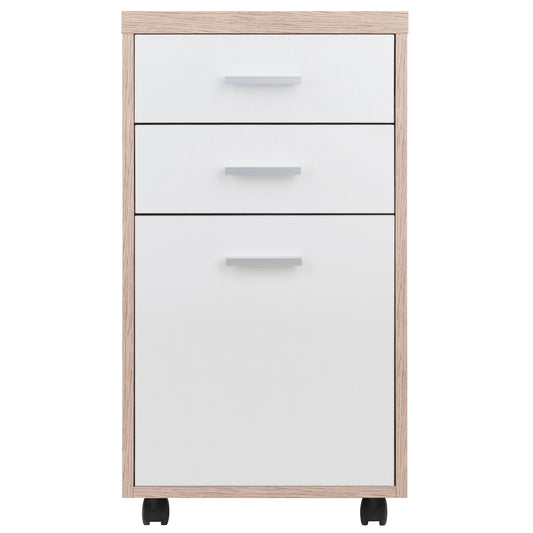 Kenner File Cabinet, Mobile, 2-Drawer, Reclaimed Wood and White