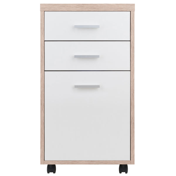 Kenner File Cabinet, Mobile, 2-Drawer, Reclaimed Wood and White