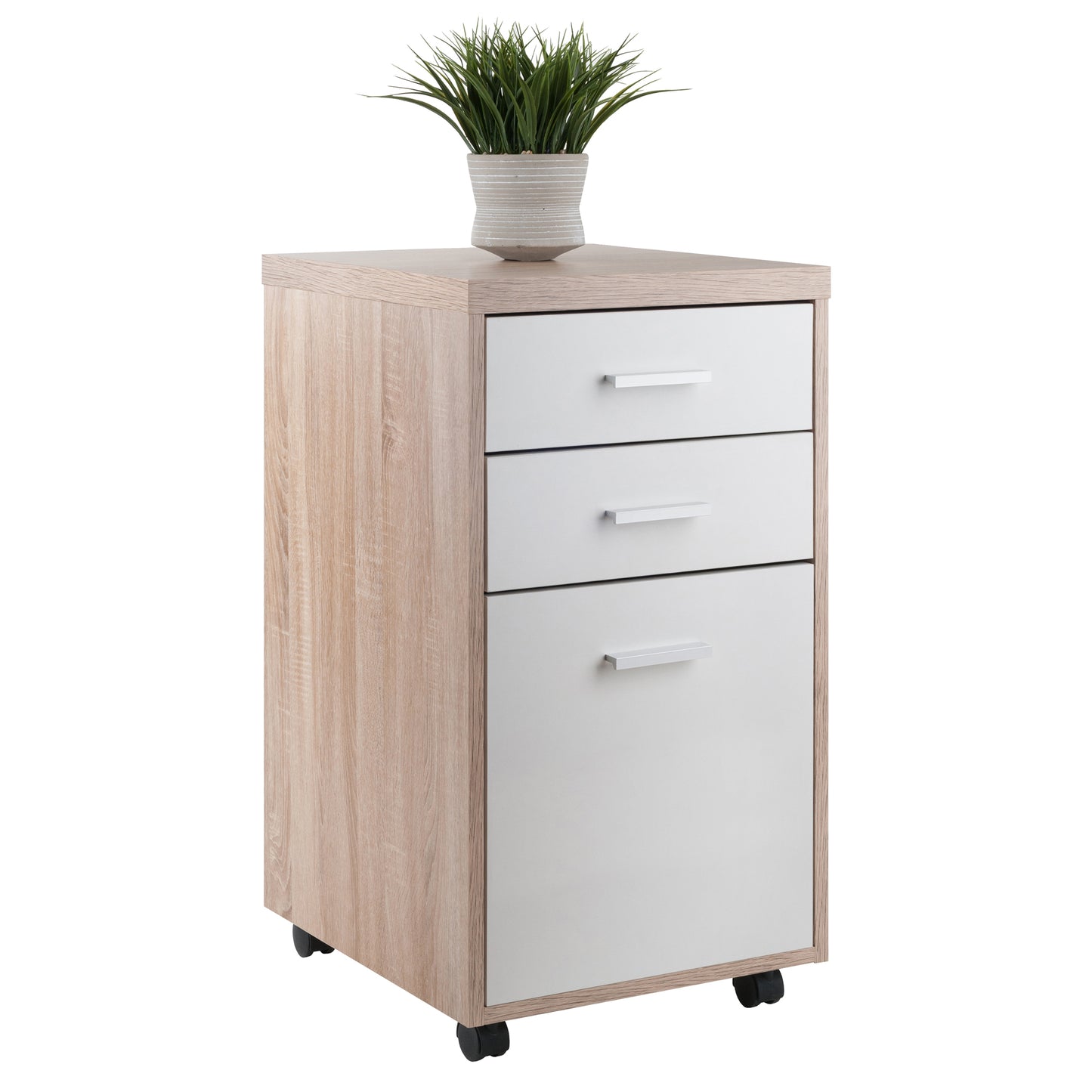 Kenner File Cabinet, Mobile, 2-Drawer, Reclaimed Wood and White