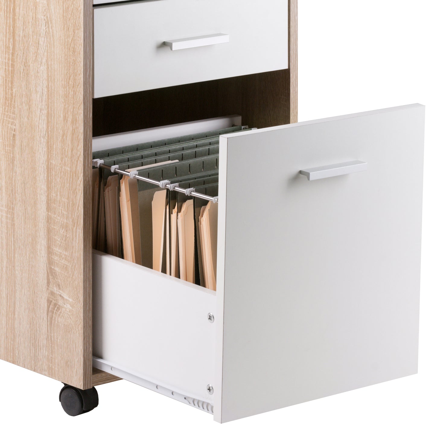 Kenner File Cabinet, Mobile, 2-Drawer, Reclaimed Wood and White