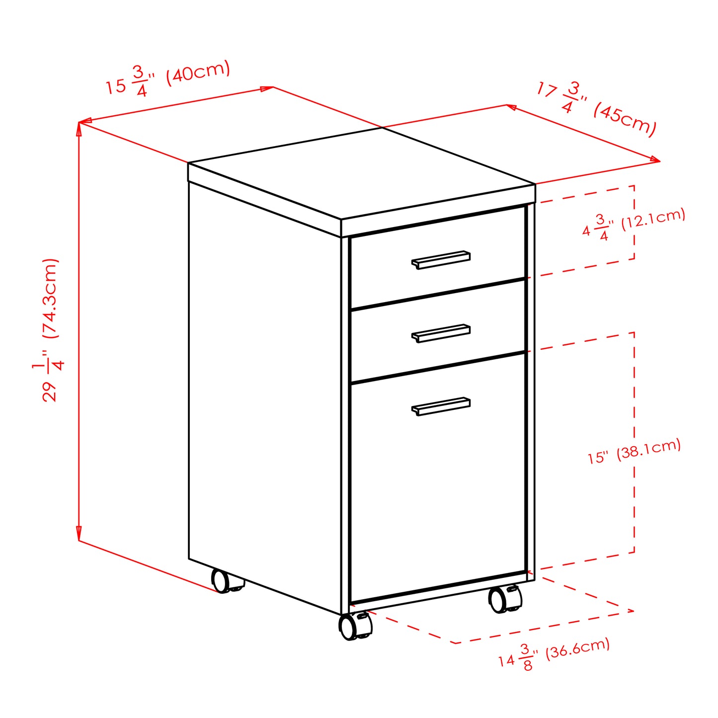 Kenner File Cabinet, Mobile, 2-Drawer, Reclaimed Wood and White