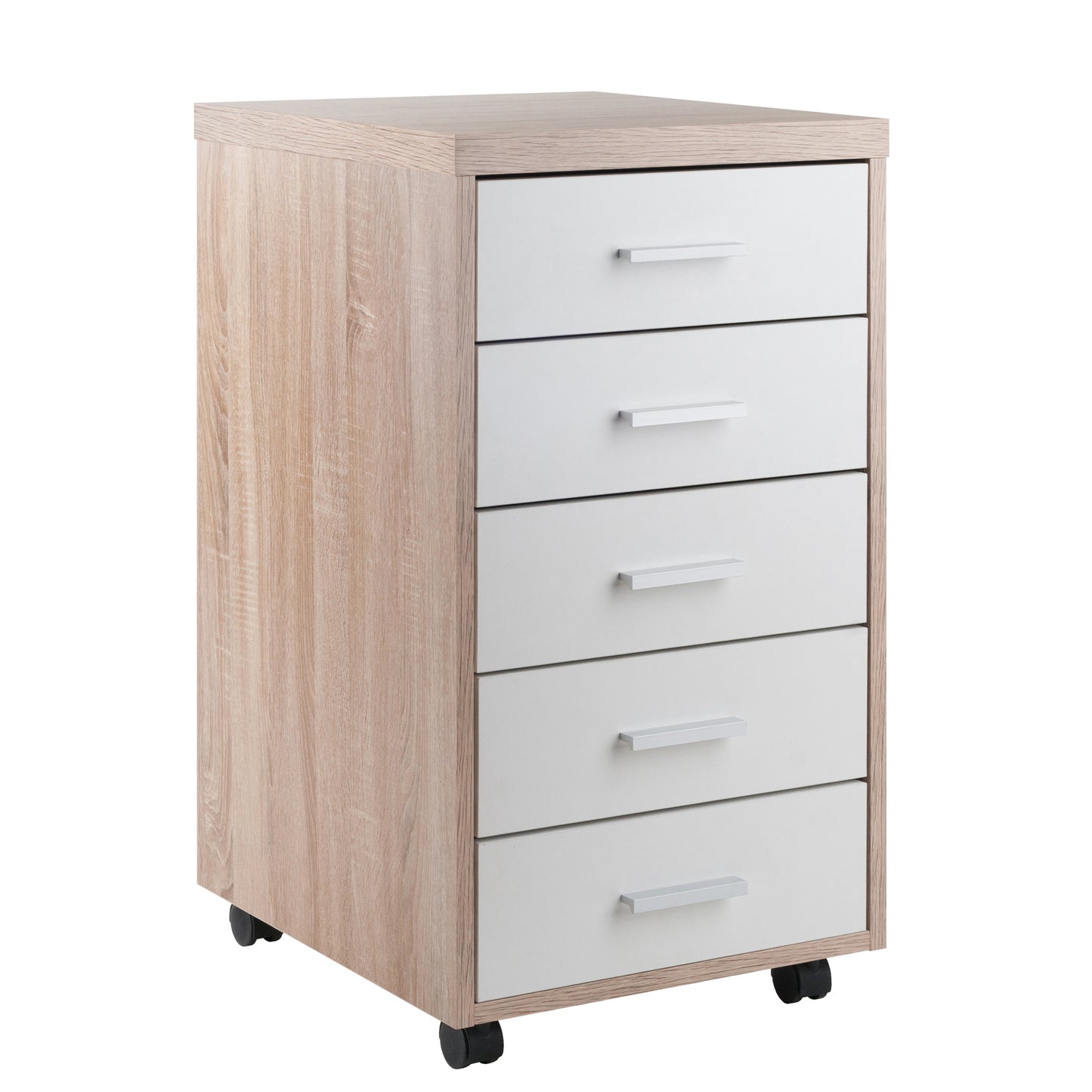 Kenner 5-Drawer Mobile Cabinet, Reclaimed Wood and White