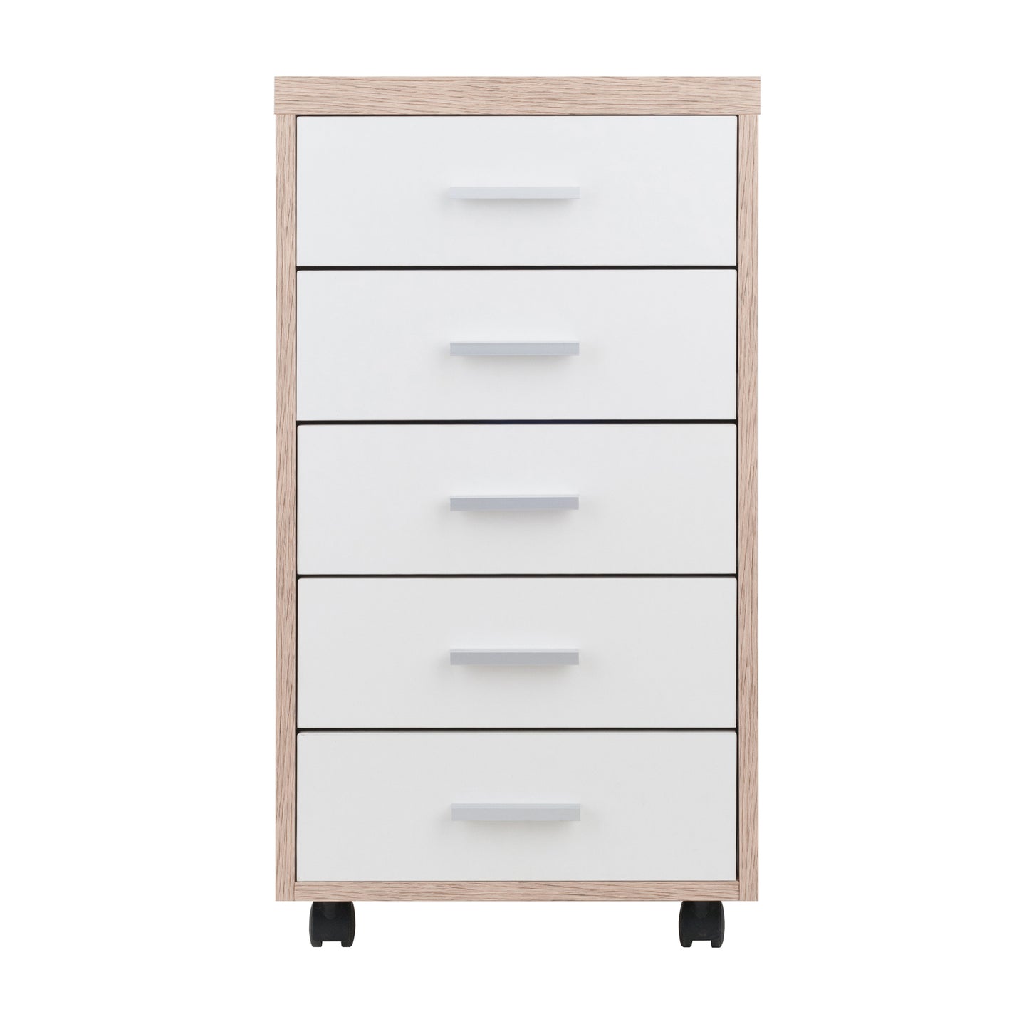 Kenner 5-Drawer Mobile Cabinet, Reclaimed Wood and White