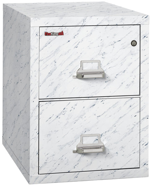 FireKing 1 Hour Fire Resistant File Cabinet - 2 Drawer Letter 25 Depth-Calcutta Marble