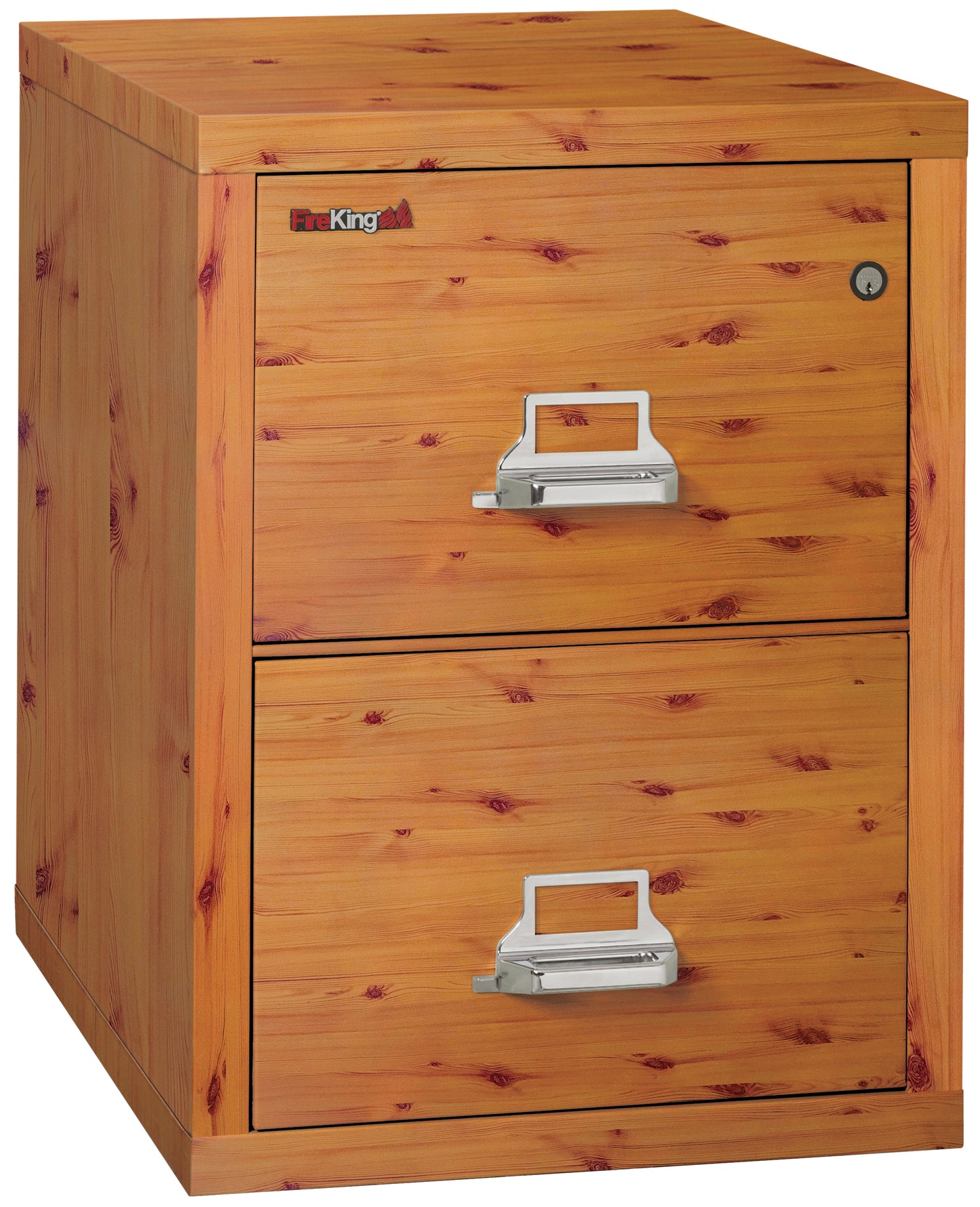 FireKing 1 Hour Fire Resistant File Cabinet - 2 Drawer Letter 25" Depth-Knotty Wood