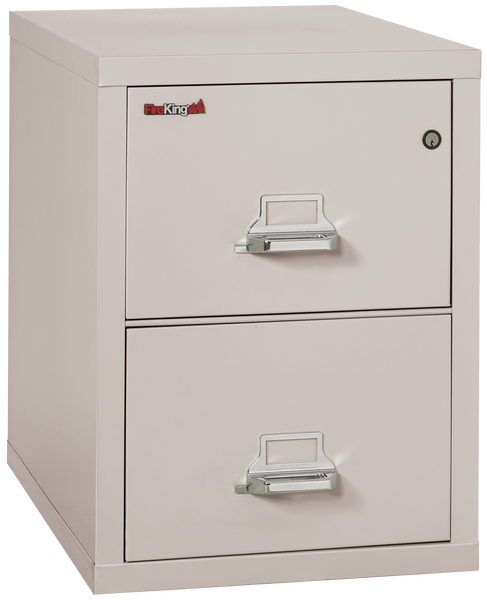 FireKing 1 Hour Fire Resistant File Cabinet - 2 Drawer Letter 31 Depth - Platinum