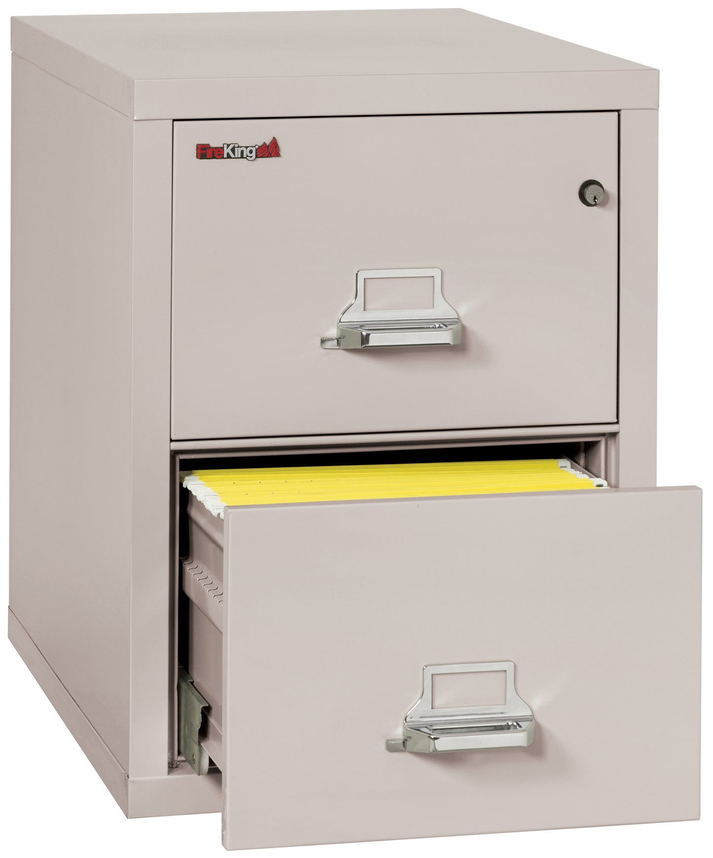 FireKing 1 Hour Fire Resistant File Cabinet - 2 Drawer Letter 31" Depth - Platinum