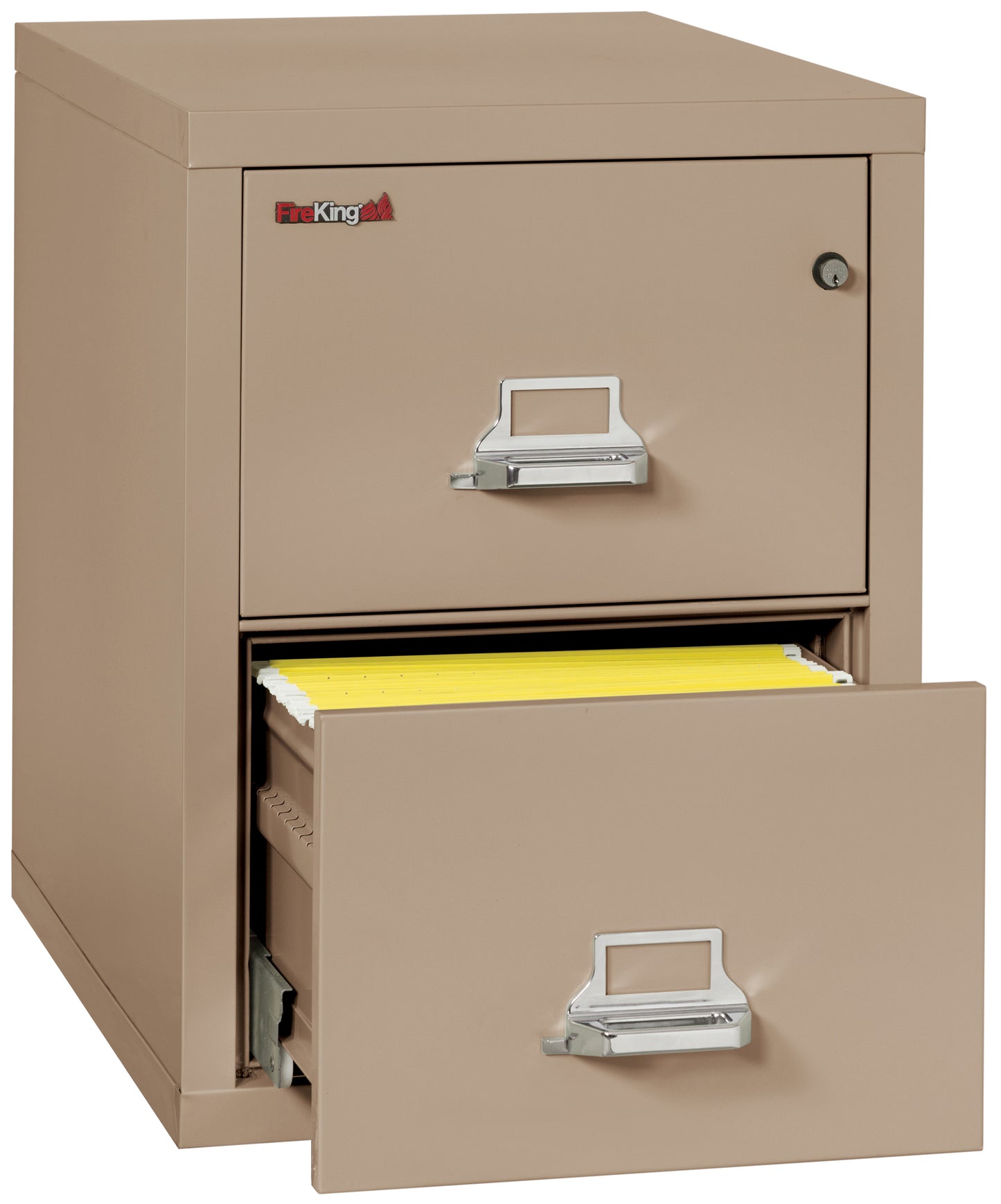 FireKing 1 Hour Fire Resistant File Cabinet - 2 Drawer Letter 31" Depth - Taupe