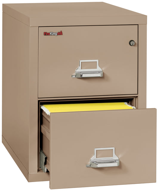 FireKing 2 Hour Fire Resistant File Cabinet - 2 Drawer Letter 31" Depth - Taupe