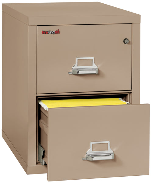 FireKing 1 Hour Fire Resistant File Cabinet - 2 Drawer Letter 31 Depth - Taupe