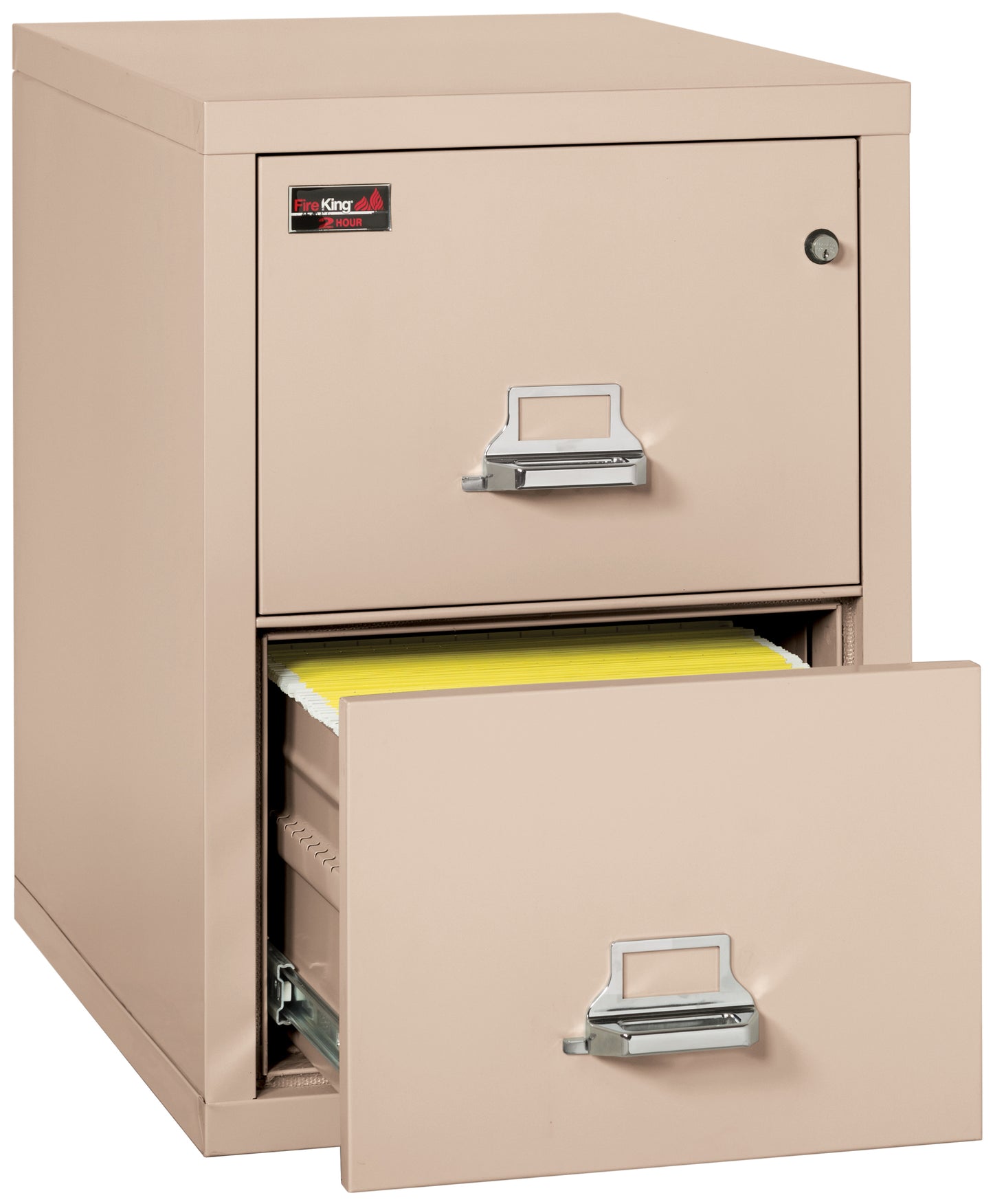 FireKing 2 Hour Fire Resistant File Cabinet - 2 Drawer Letter 31" Depth - Champagne