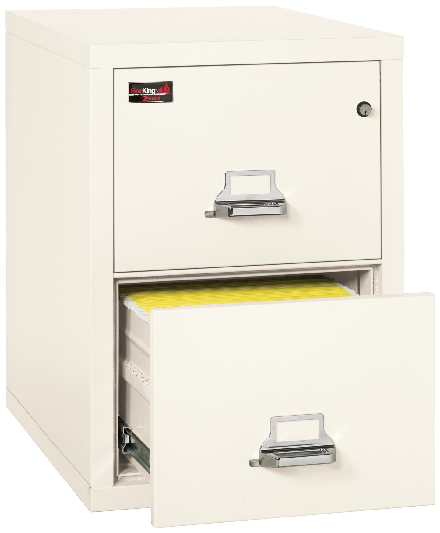 FireKing 2 Hour Fire Resistant File Cabinet - 2 Drawer Letter 31" Depth - Ivory White