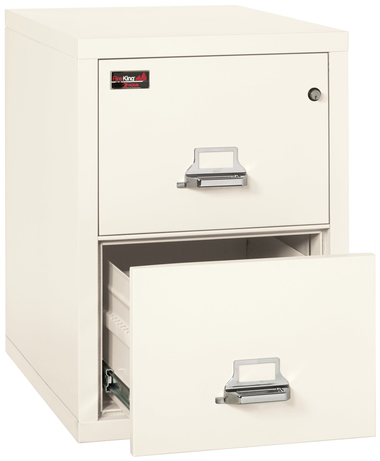 FireKing 2 Hour Fire Resistant File Cabinet - 2 Drawer Letter 31" Depth - Ivory White