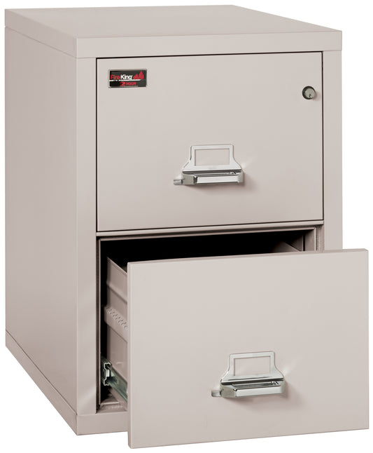 FireKing 2 Hour Fire Resistant File Cabinet - 2 Drawer Letter 31" Depth - Platinum