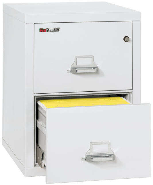 FireKing 1 Hour Fire Resistant File Cabinet - 2 Drawer Legal 25" Depth - Arctic White