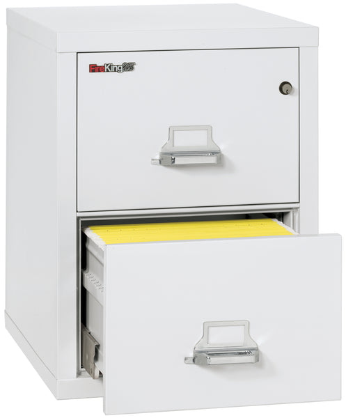 FireKing 1 Hour Fire Resistant File Cabinet - 2 Drawer Legal 25 Depth - Arctic White