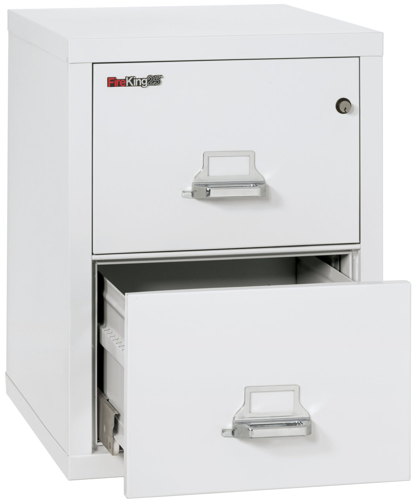 FireKing 1 Hour Fire Resistant File Cabinet - 2 Drawer Legal 25" Depth - Arctic White