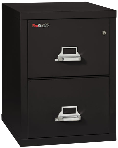 FireKing 1 Hour Fire Resistant File Cabinet - 2 Drawer Legal 25 Depth - Black