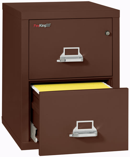 FireKing 1 Hour Fire Resistant File Cabinet - 2 Drawer Legal 25 Depth - Brown