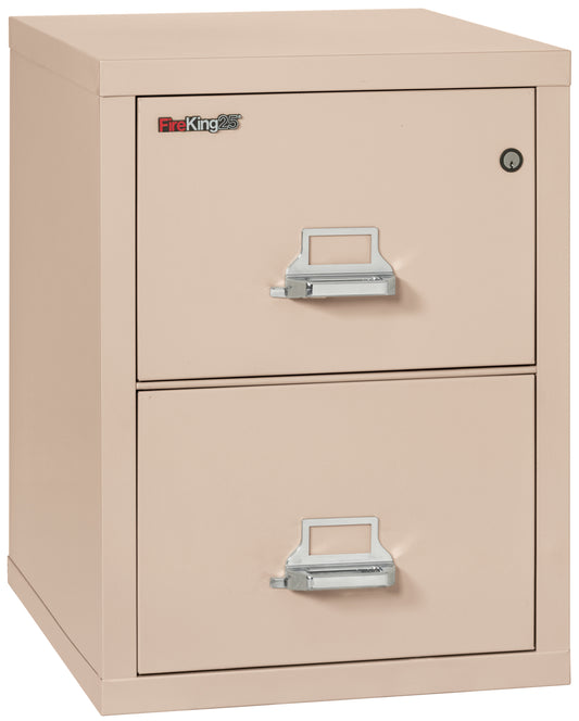 FireKing 1 Hour Fire Resistant File Cabinet - 2 Drawer Legal 25" Depth - Champagne