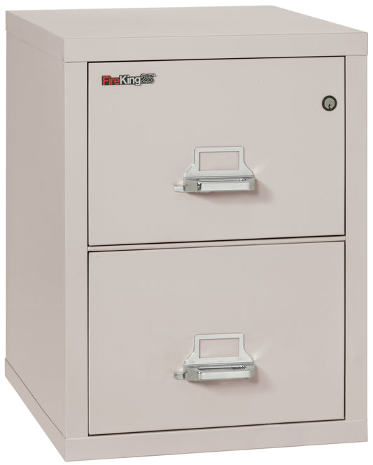 FireKing 1 Hour Fire Resistant File Cabinet - 2 Drawer Legal 25" Depth - Platinum