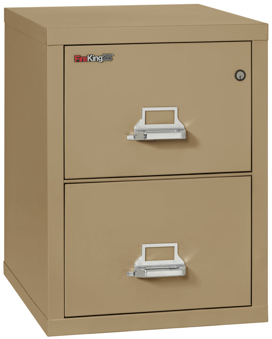 FireKing 1 Hour Fire Resistant File Cabinet - 2 Drawer Legal 25" Depth - Sand