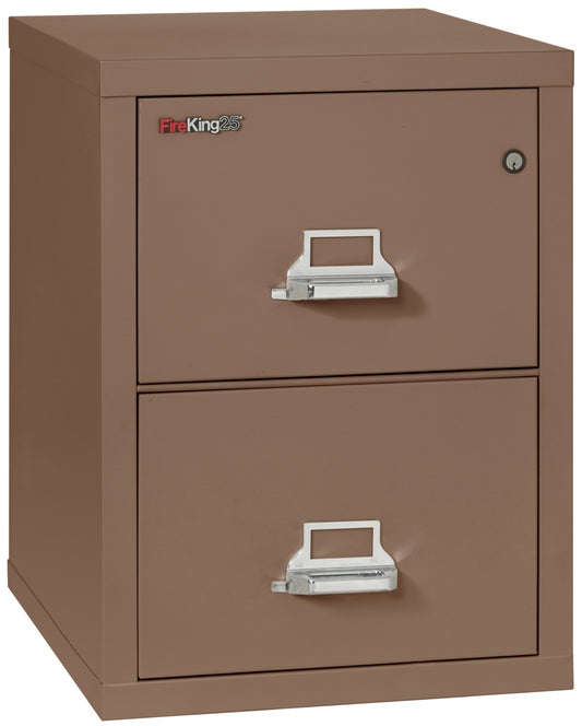 FireKing 1 Hour Fire Resistant File Cabinet - 2 Drawer Legal 25" Depth - Tan