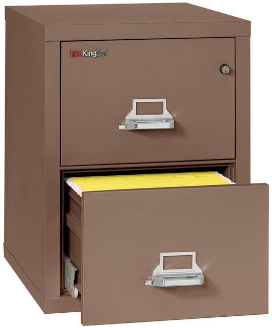 FireKing 1 Hour Fire Resistant File Cabinet - 2 Drawer Legal 25" Depth - Tan