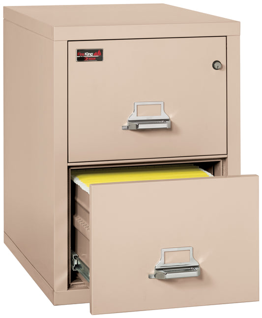 FireKing 2 Hour Fire Resistant File Cabinet - 2 Drawer Legal 32" Depth - Champagne