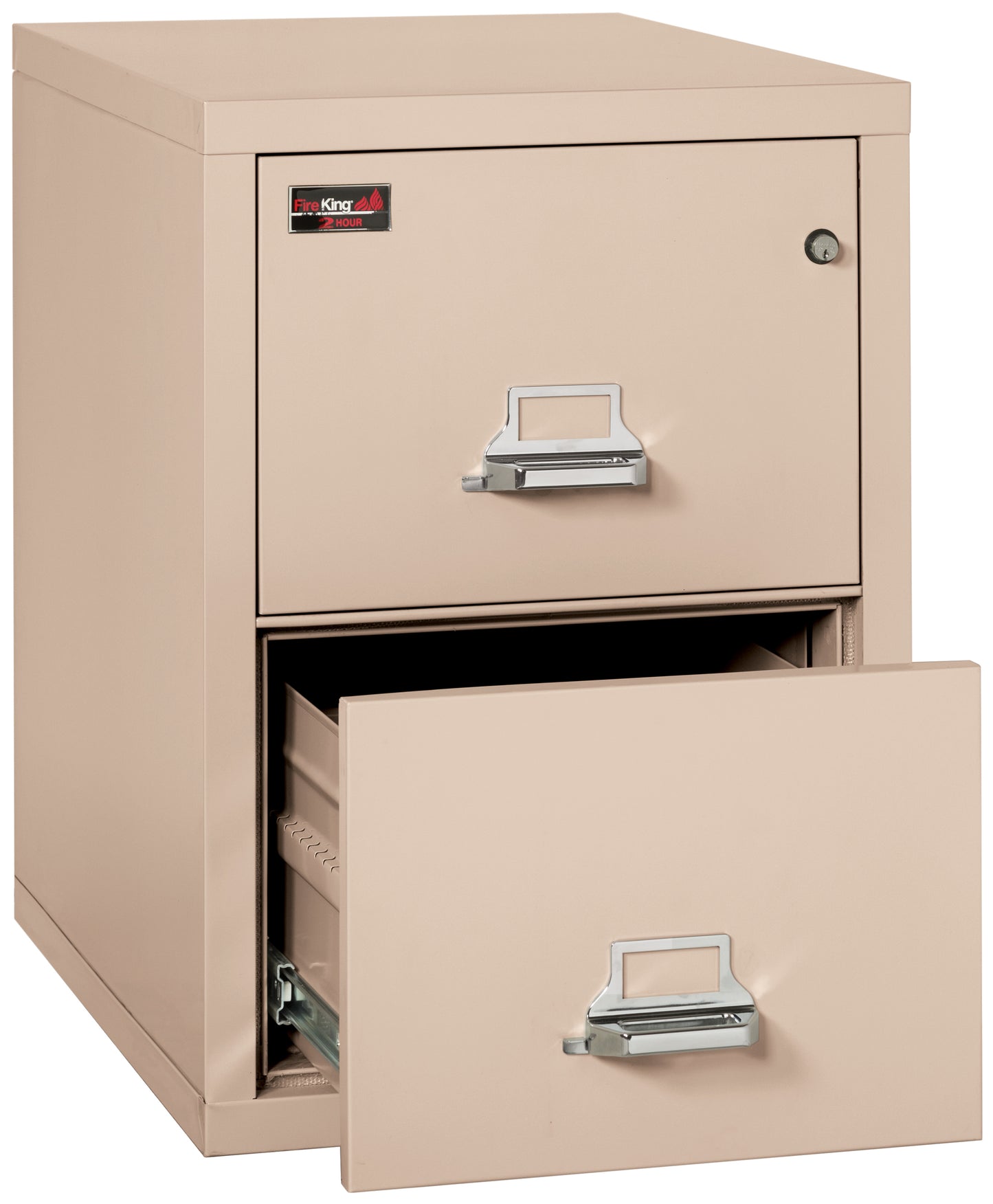 FireKing 2 Hour Fire Resistant File Cabinet - 2 Drawer Legal 32" Depth - Champagne