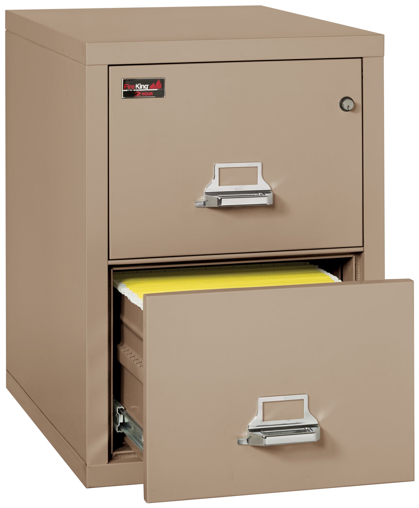 FireKing 2 Hour Fire Resistant File Cabinet - 2 Drawer Legal 32" Depth - Taupe