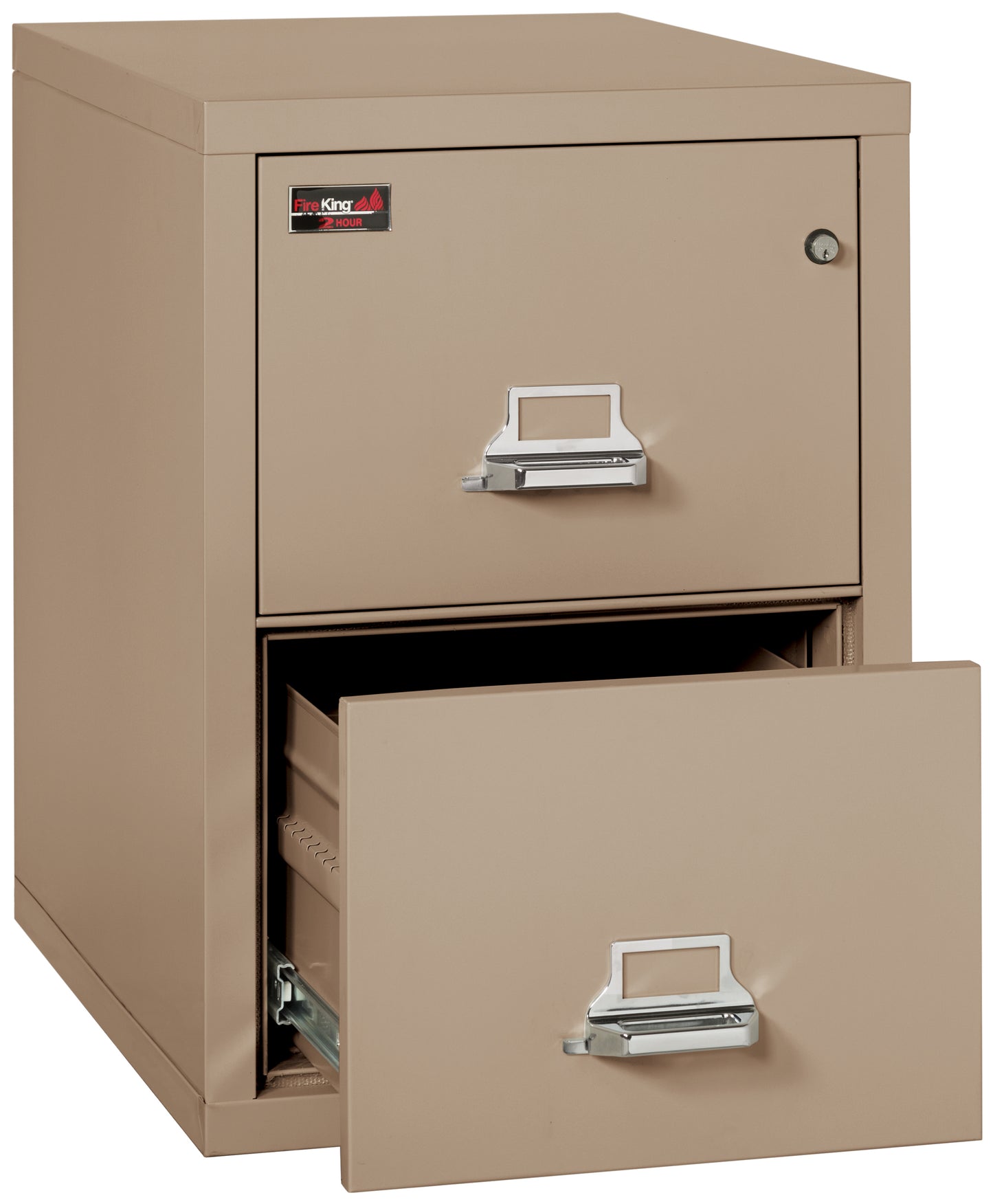 FireKing 2 Hour Fire Resistant File Cabinet - 2 Drawer Legal 32" Depth - Taupe