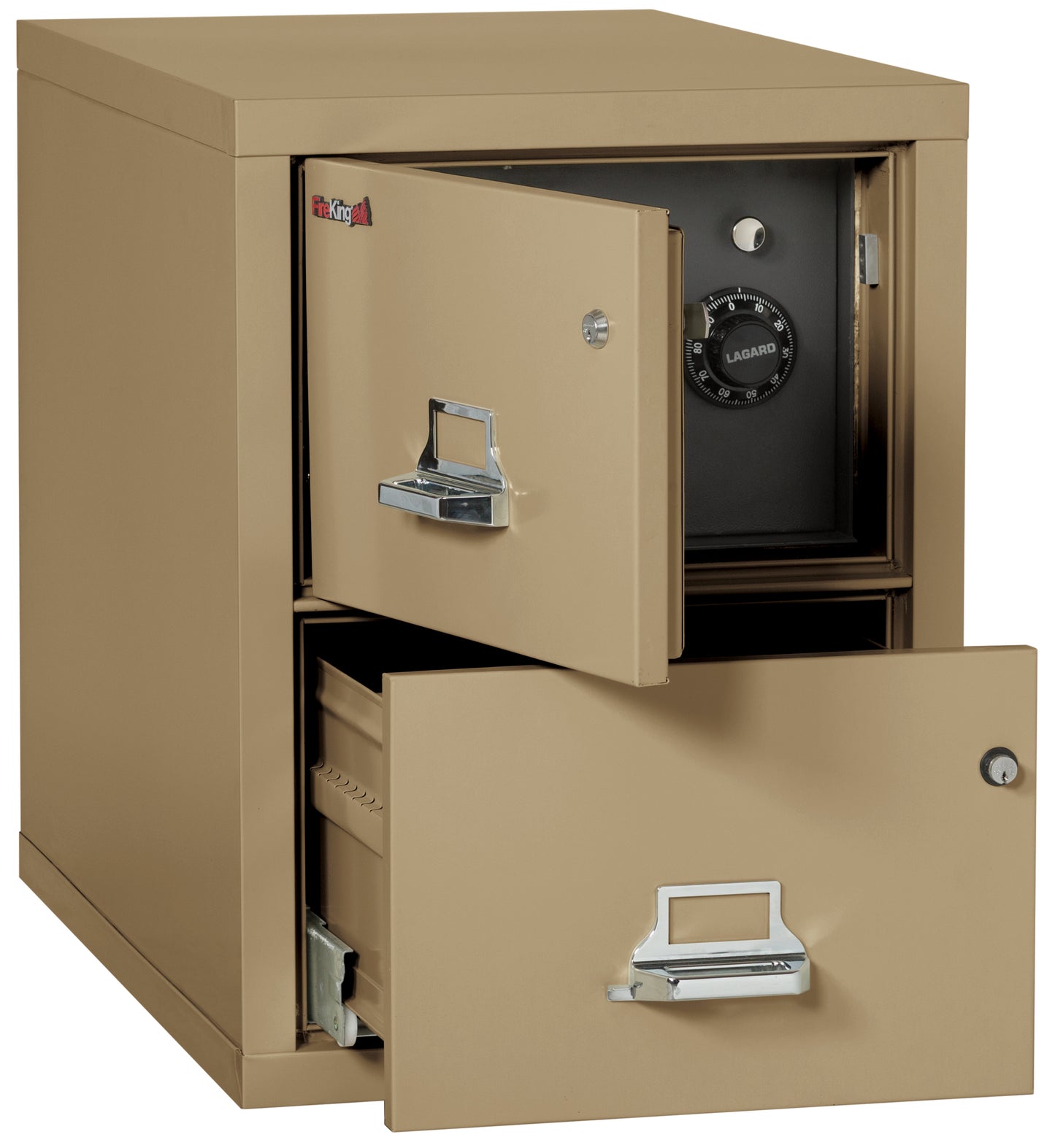 FireKing 2 Drawer Legal Safe-in-a-File Cabinet - 2 Drawer Letter 31" Depth - Sand