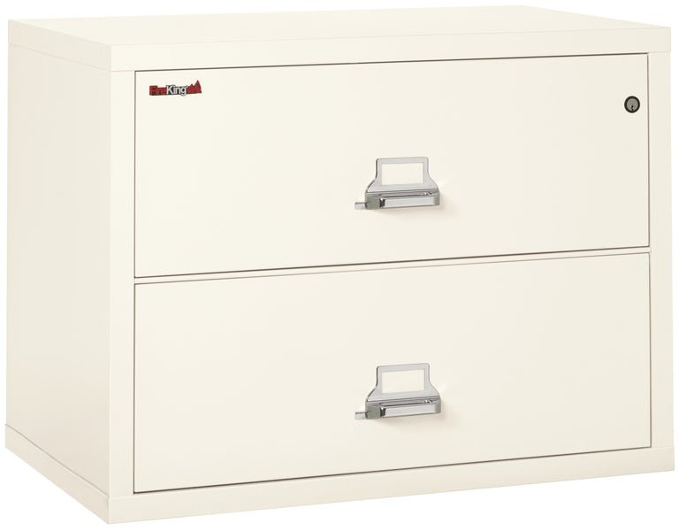 FireKing Fire Resistant File Cabinet - 2 Drawer Lateral 38 Wide - Ivory White