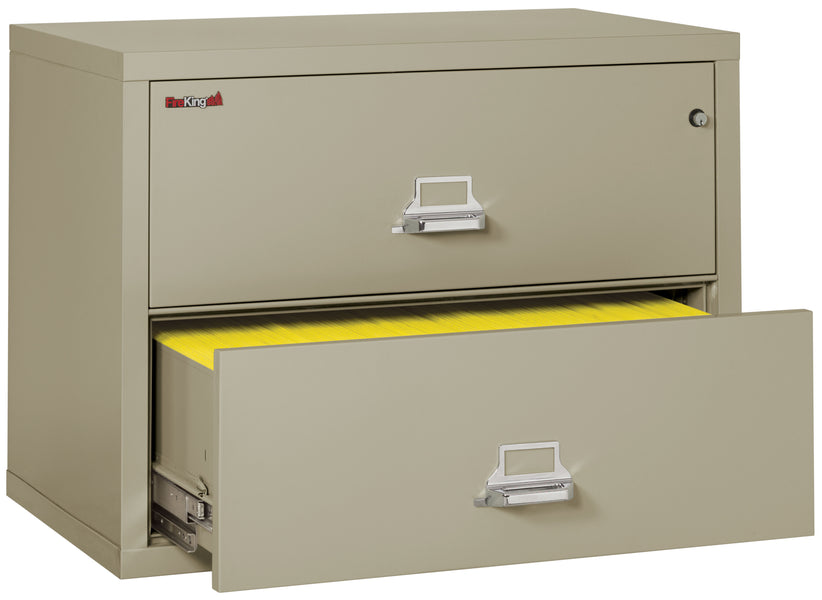 FireKing Fire Resistant File Cabinet - 2 Drawer Lateral 38 Wide - Pewter
