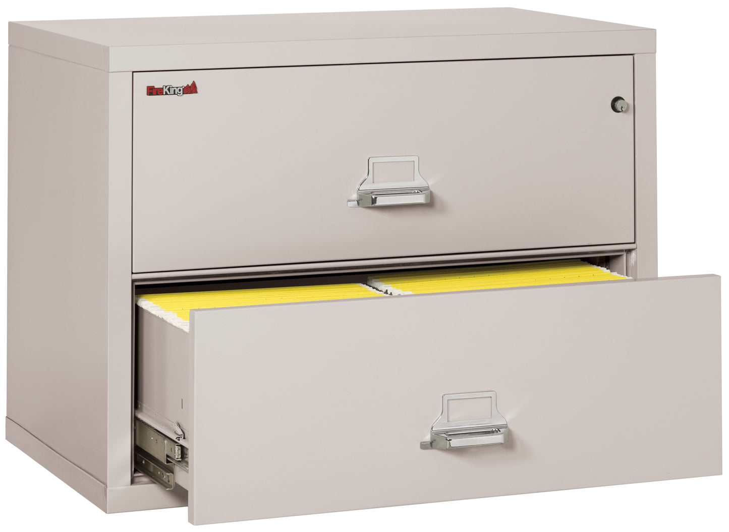 FireKing Fire Resistant File Cabinet - 2 Drawer Lateral 38" Wide - Platinum