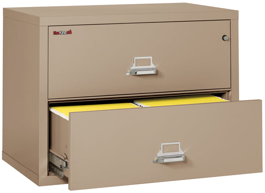 FireKing Fire Resistant File Cabinet - 2 Drawer Lateral 38" Wide - Taupe