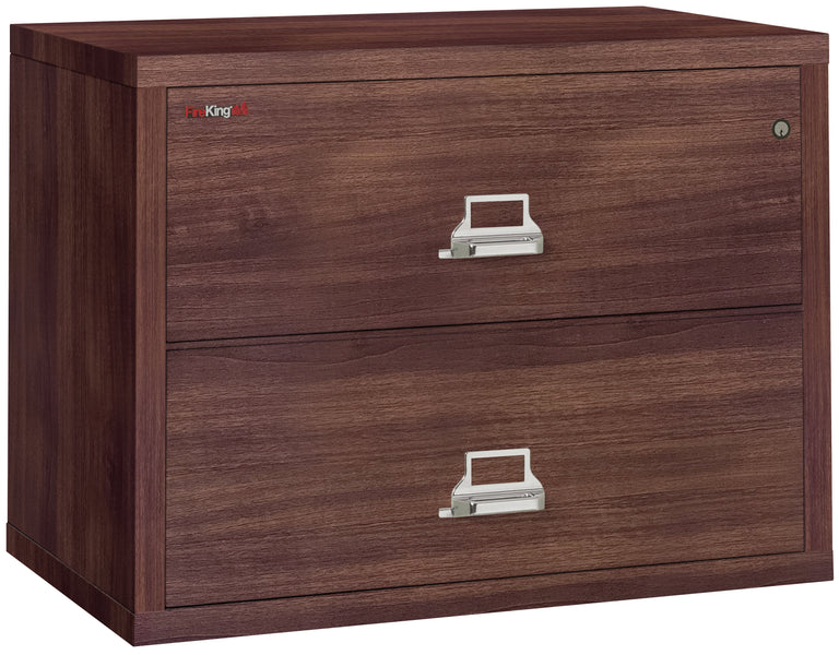 FireKing Fire Resistant File Cabinet - 2 Drawer Lateral 38 Wide - Light Walnut