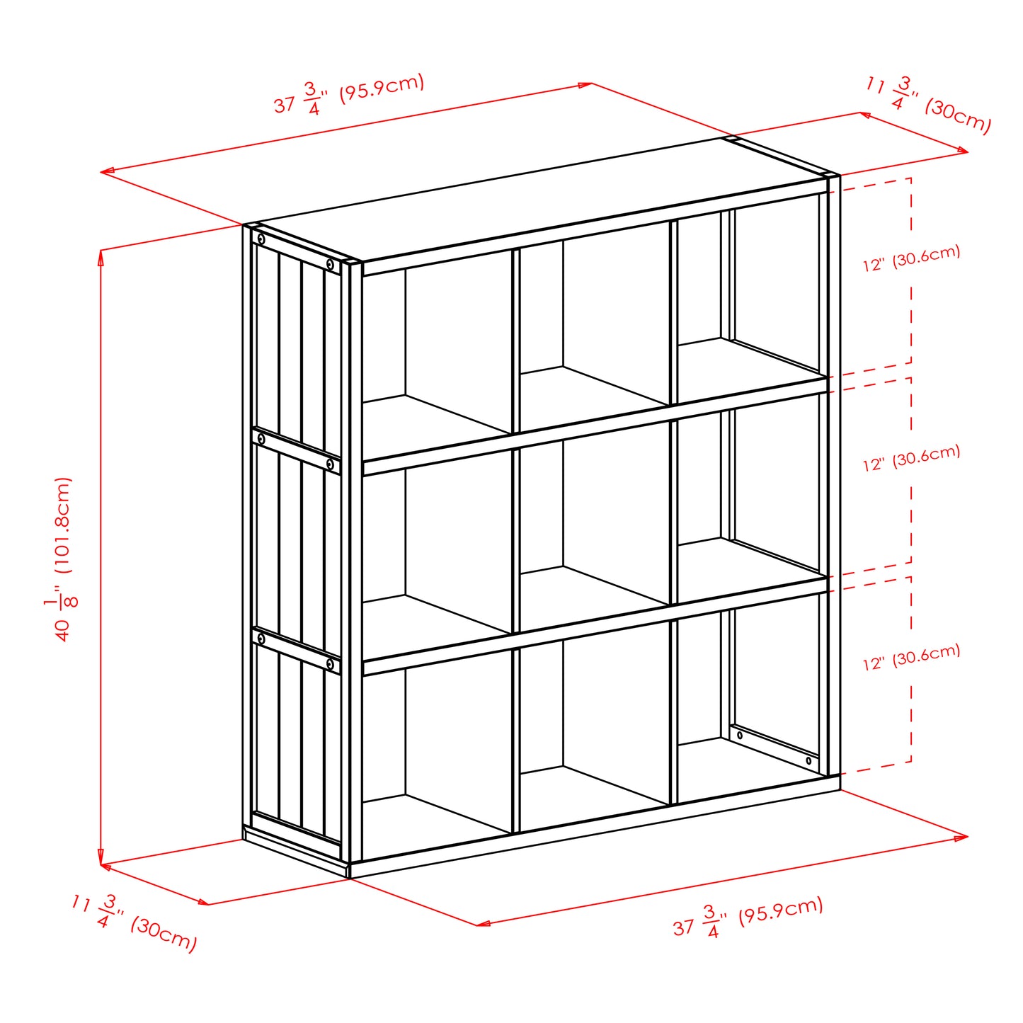 Timothy 3x3 Storage Cube Shelf, Black