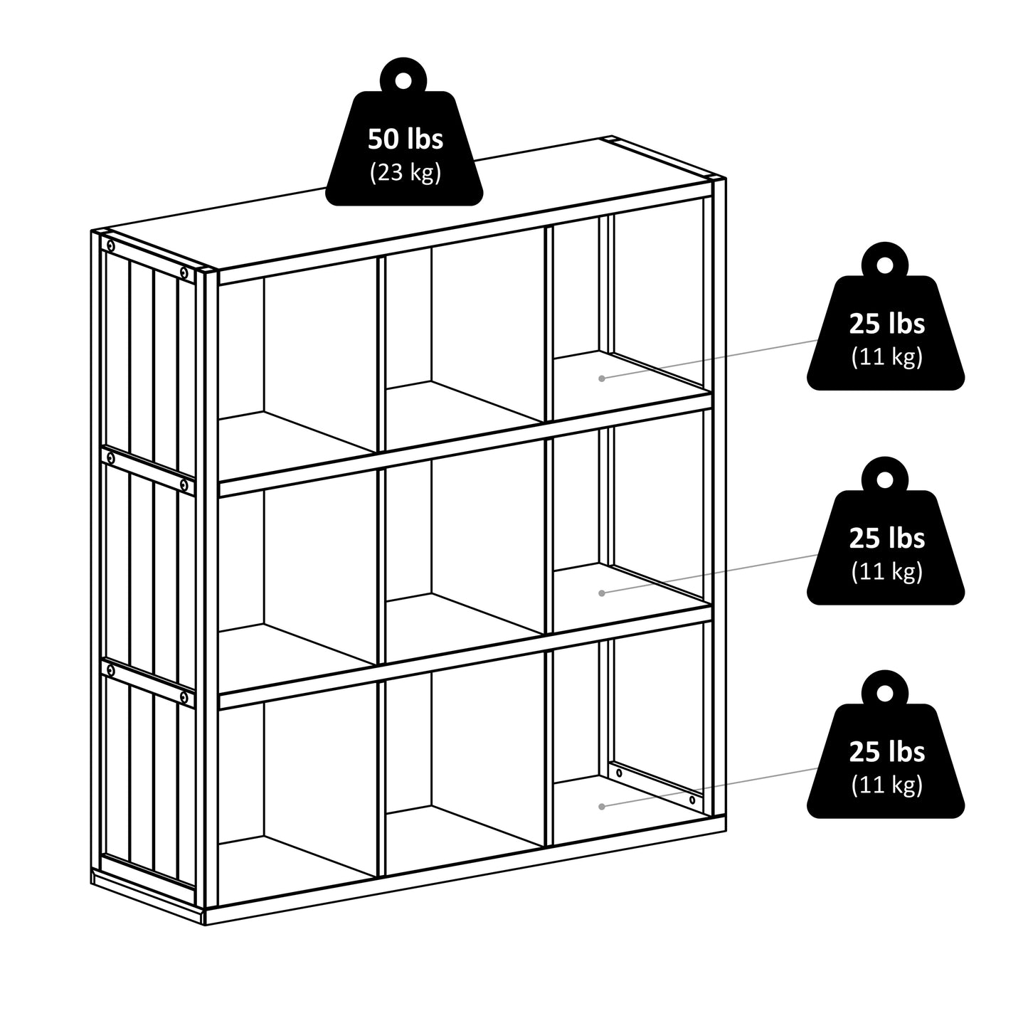 Timothy 3x3 Storage Cube Shelf, Black