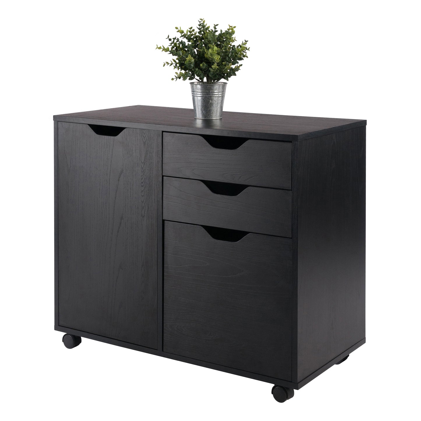 Halifax Wide Mobile Storage Cabinet, 2-Drawer, Filing Cabinet, Black