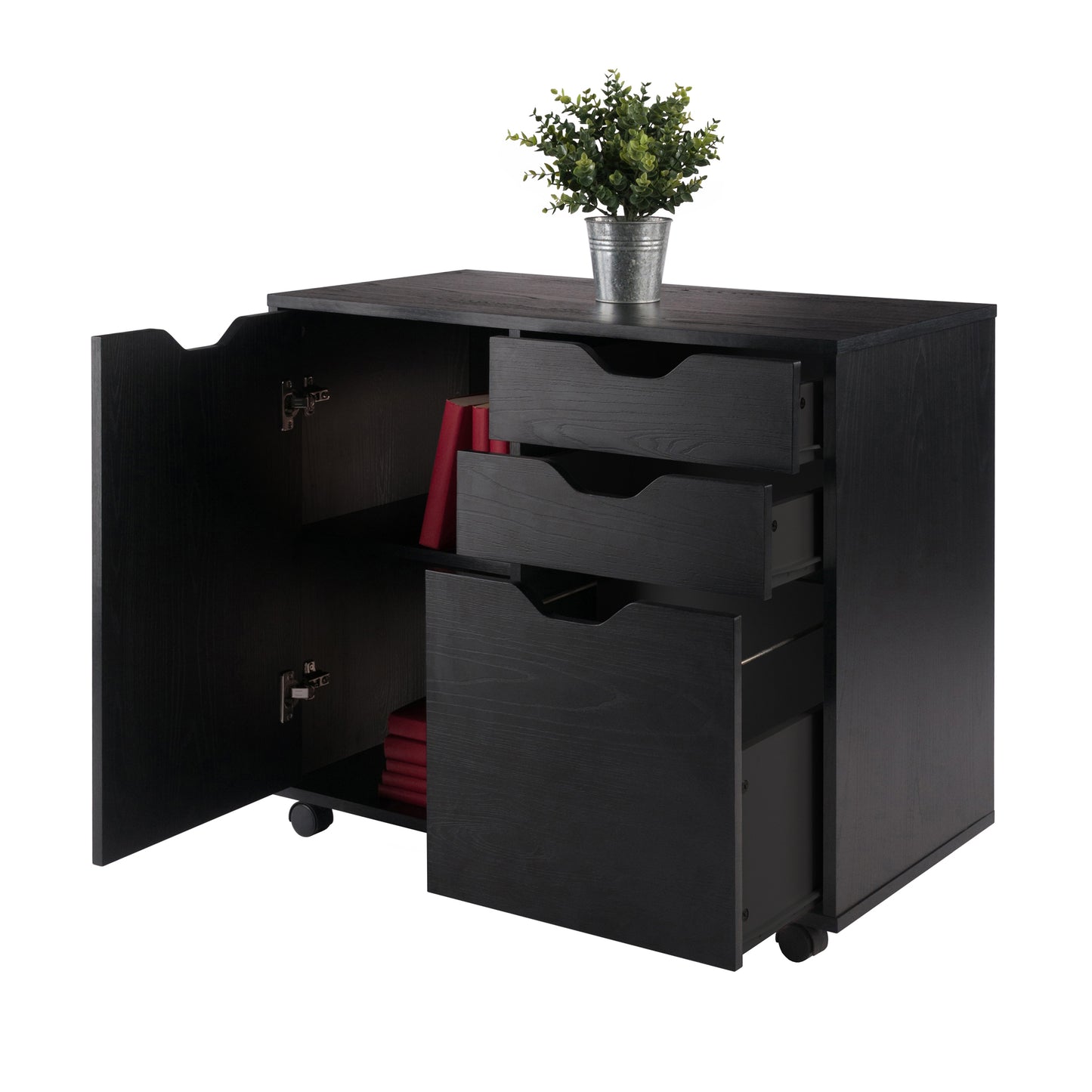 Halifax Wide Mobile Storage Cabinet, 2-Drawer, Filing Cabinet, Black