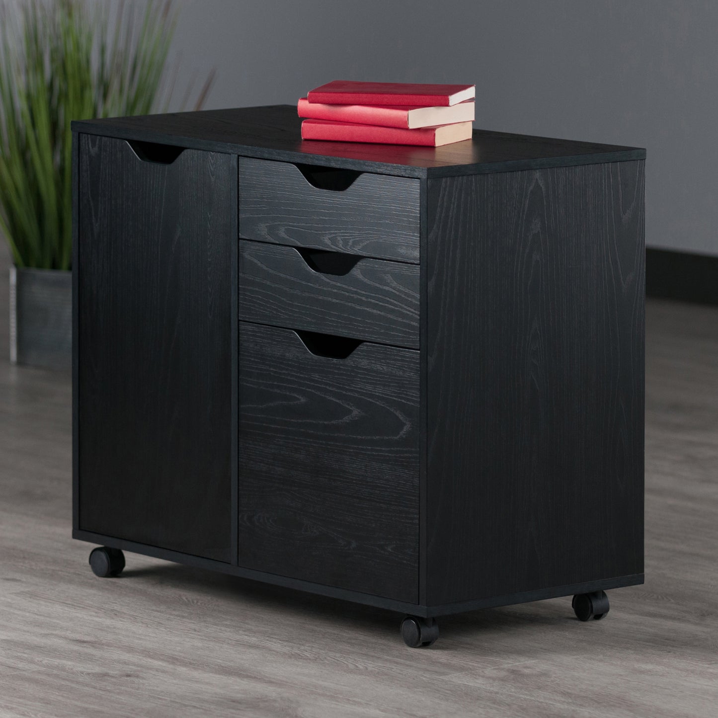 Halifax Wide Mobile Storage Cabinet, 2-Drawer, Filing Cabinet, Black