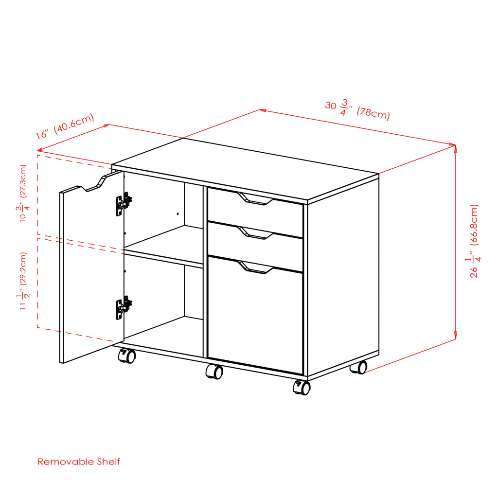 Storage File Dims Halifax Wide Mobile Storage Cabinet, 2-Drawer, Filing Cabinet, Black ...