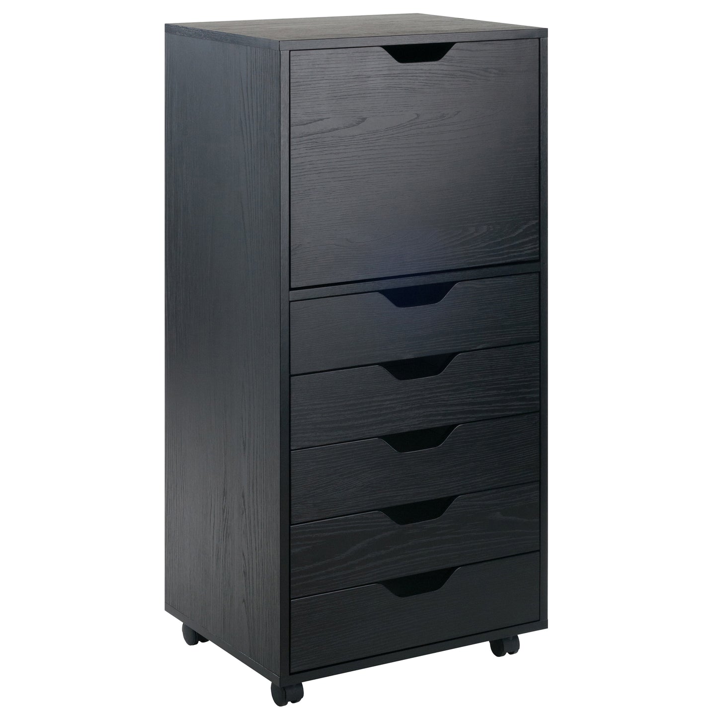 Halifax Tall Mobile Storage Cabinet, 5-Drawer, Black